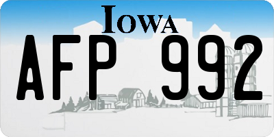 IA license plate AFP992