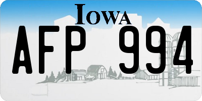 IA license plate AFP994