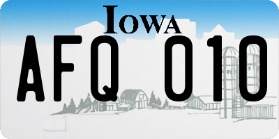 IA license plate AFQ010