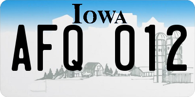 IA license plate AFQ012