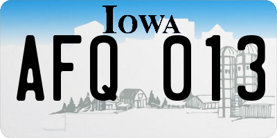 IA license plate AFQ013
