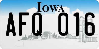 IA license plate AFQ016