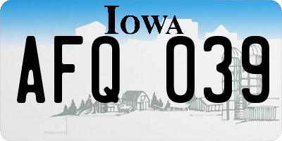 IA license plate AFQ039