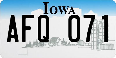IA license plate AFQ071