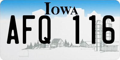 IA license plate AFQ116