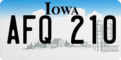 IA license plate AFQ210
