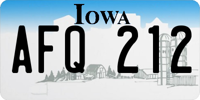 IA license plate AFQ212