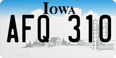 IA license plate AFQ310