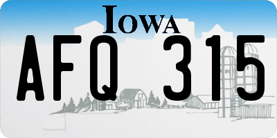 IA license plate AFQ315