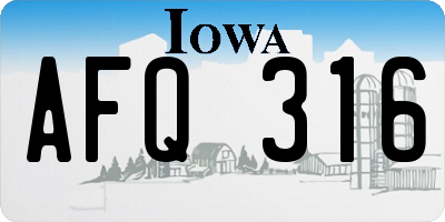 IA license plate AFQ316