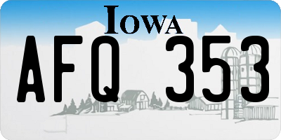 IA license plate AFQ353