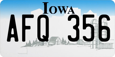 IA license plate AFQ356