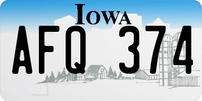 IA license plate AFQ374