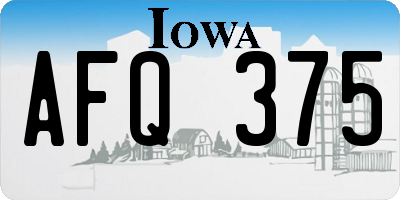 IA license plate AFQ375