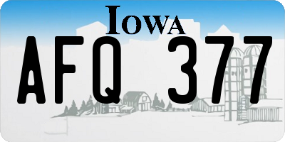IA license plate AFQ377