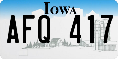 IA license plate AFQ417