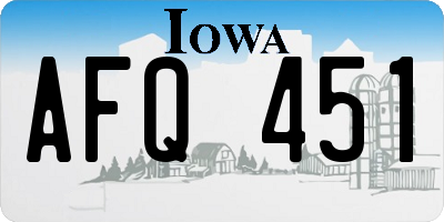 IA license plate AFQ451
