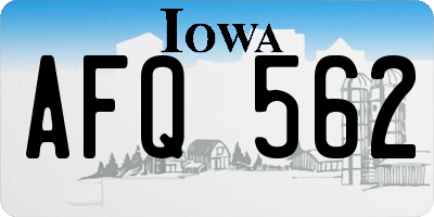 IA license plate AFQ562