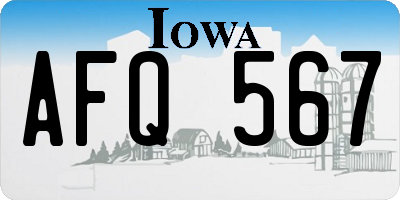 IA license plate AFQ567