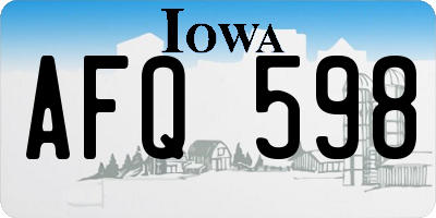 IA license plate AFQ598