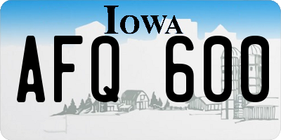 IA license plate AFQ600