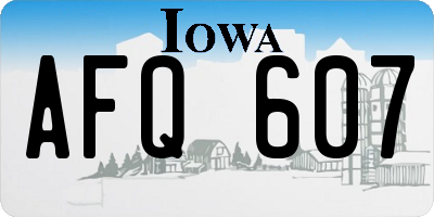 IA license plate AFQ607