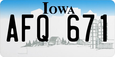 IA license plate AFQ671