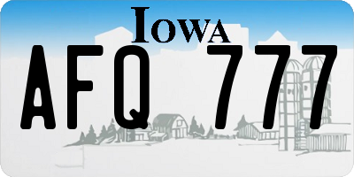 IA license plate AFQ777