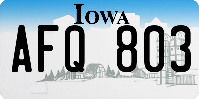 IA license plate AFQ803
