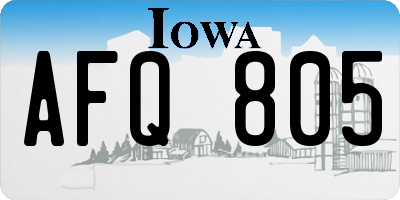 IA license plate AFQ805