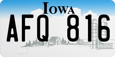 IA license plate AFQ816