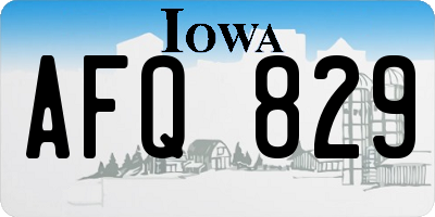 IA license plate AFQ829