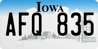 IA license plate AFQ835