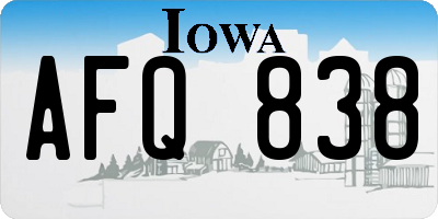 IA license plate AFQ838