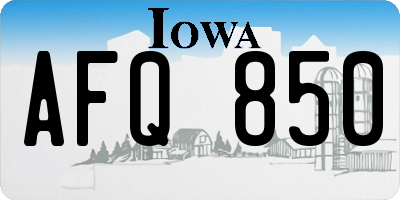 IA license plate AFQ850