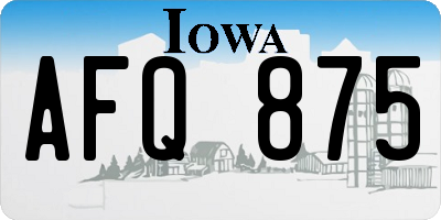 IA license plate AFQ875