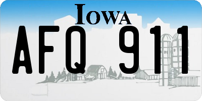 IA license plate AFQ911