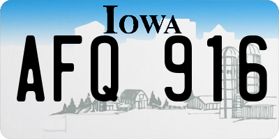 IA license plate AFQ916