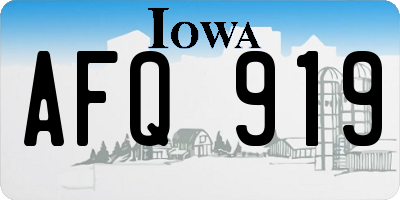 IA license plate AFQ919