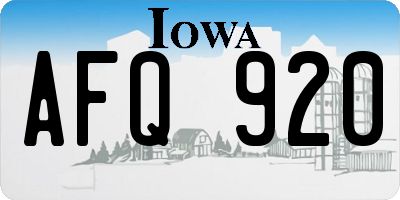 IA license plate AFQ920
