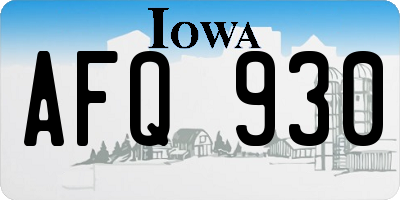 IA license plate AFQ930