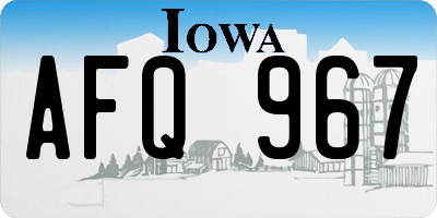 IA license plate AFQ967