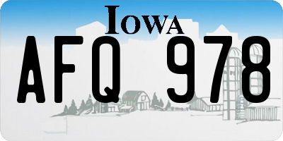 IA license plate AFQ978