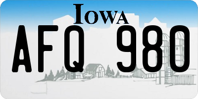IA license plate AFQ980