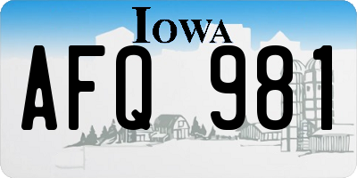 IA license plate AFQ981