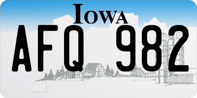 IA license plate AFQ982