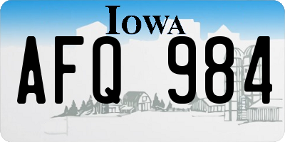 IA license plate AFQ984