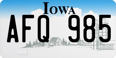 IA license plate AFQ985