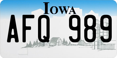 IA license plate AFQ989