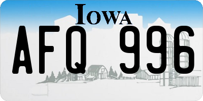 IA license plate AFQ996